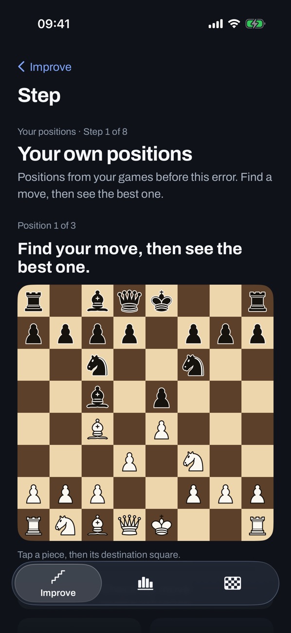 Your own positions: find your move, then see the best one